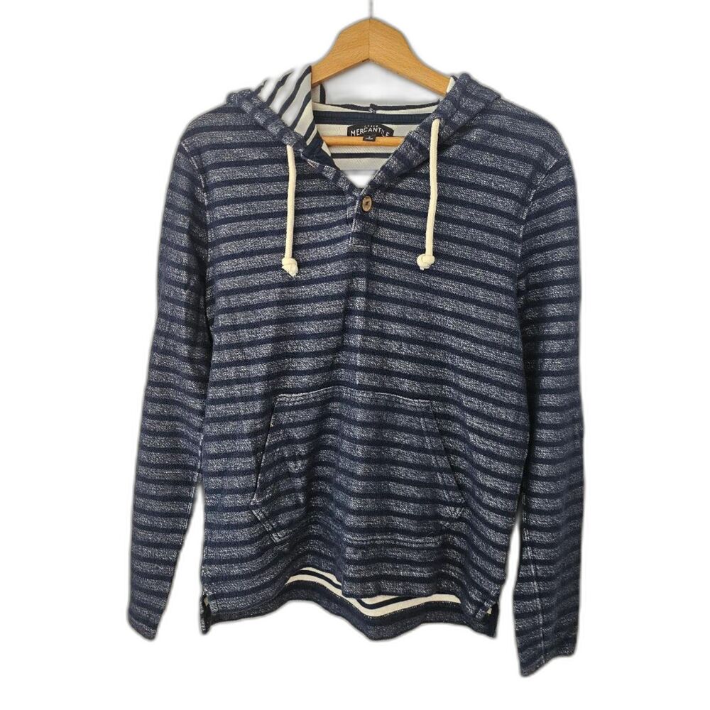 J. Crew Mercantile‎ Striped Hoodie | Blue Marled Cotton Pullover Women’s Small